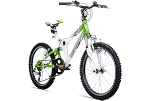 ‎BERGSTEIGER Bergsteiger Montreal 20, 24 Zoll Kinderfahrrad, geeignet für 6,7, 8, 9, 10, 11, 12, 13 Jahre, Shimano 18 Gang-Schaltung, Mountainbike mit Vollfederung, Jungen-Fahrrad, Mädchen-Fahrrad