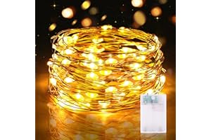 ‎VACOULERY Lichterketten Batterie Timer, 5M 50 LED Micro Drahtlichterkette IP65 Wasserdichte Kupferdraht Lichterkette für Zimmer Party Garten Weihnachten Halloween Hochzeit Deko DIY (1 Stück, Warmweiß)