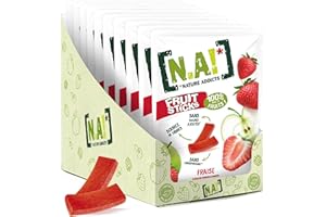 N.A, Nature Addicts - Sachet de Fruit Sticks Fraise 40g - 100 purcent Issu de Fruits - Sans Sucres Ajoutés, Sans Édulcorants ni Conservateurs - Sachet Refermable à Emmener Partout - Lot de 10