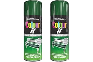 EDE GROUP Paint Factory All Purpose Forest Green Spray Paint Pack 2 (400ml Each) - Gloss Finish Interior and Exterior Forest Green Spray Paint for Metal, Plastic, and Wood