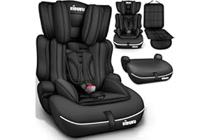 KIDUKU® Siège auto pour enfants avec Protection, évoluant avec la croissance, Norme ECE R129/03, de 9 kg à 36 kg (de 1 à 12 ans), Groupe 1 + 2 + 3 (Noir)