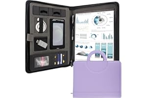 GraduationMall Teczka konferencyjna z zamkiem błyskawicznym A4 Portfolio z uchwytem magnetycznym Organizator biznesowy Padfolio Notatnik Teczka Fioletowa