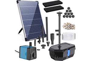 Biling 12W Solar Pond Filter Kit for Garden Ponds 605 l/h Biological Solar Powered Pond Filter with Pump Filtration System for Fish Tank Waterfalls Water Feature (No Battery, Only Work in Sunlight)