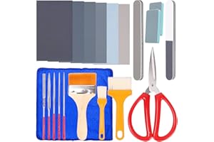 Swpeet Kit di lucidatura in resina, 26 pezzi, grana 6 320 # 800 # 1500 # 2500 # 5000 # 7000 # carta abrasiva, 5 dimensioni lima in resina, blocchi di lucidatura, forbici, panno per lucidatura,
