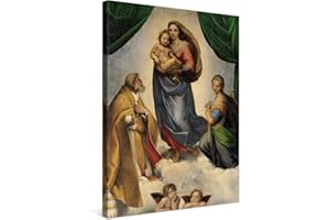 PICANOVA – Raphael – The Sistine Madonna 30x40cm – Quadro Su Tela – Stampa Incorniciata Con Spessore Di 2cm Altre Dimensioni Disponibili Decorazione Moderna – Arte Classica