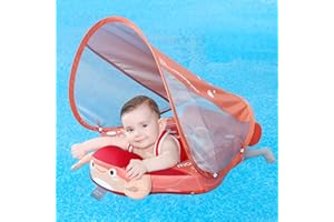 HECCEI Najnowsze koło do pływania dla niemowląt z daszkiem przeciwsłonecznym, lekkie, nienadmuchiwane, dla niemowląt, zabawka dla dzieci w wieku 3-24 miesięcy