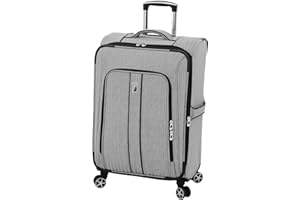 LONDON FOG Newcastle Softside Rozszerzalny Bagaż Spinner, Czarno-biała jodełka, Checked-Medium 24-Inch, Newcastle Softside Rozszerzalny Bagaż Spinner
