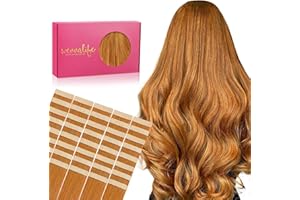 WENNALIFE Extension Capelli Veri Biadesivo, 40pz 50cm 100g Zenzero di Auburn Extension Biadesive Capelli Veri Lisci Remy Tape in Hair Extensions Capelli Setosi