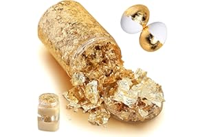 tlidfgeo 15g/Flasche Goldflocken Dekorative Gold Blatt, Harzvergoldete Folie, Blattgold, Gold Blatt Blattgold Zum Basteln,Verwendet Für Nailart, DIY Handyhülle, Harzschmuckherstellung