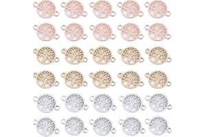 DragonX2 30 Stück Schmuckverbinder Baum Des Lebens Armbandanhänger Lebensbaum Deko Makrameeanhänger Baum Des Lebens Anhänger Legierungs Schmuckverbinder Für Die Diy-Schmuckherstellung, 3 Farben