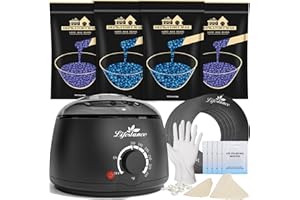 Lifestance Kit Chauffe Cire Avec 45 Accessoires 400g Epilation Cire Perles Avec Formule de Lavande pour Corps, Jambes, Visage, Aisselles, epilation Maillot