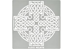 Aleks Melnyk #38.1 Metal Journal Stencil, Celtic Knot, Cross, Scandinavian, Viking Symbol, Stainless Steel Irish Stencils, Template Tool for Wood Burning, Pyrography and Engraving, Crafting, DIY