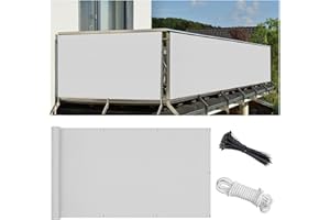 FLYACE Balkonabdeckung 60x1000cm Multi Farbe und Größe Balkonumspannung Zaunschutz für Balkon Terrasse Balkonabdeckung Polyester 180 g/m² Blickdichte Wasserfest Windfest mit Seil Kabelbindern und Ösen