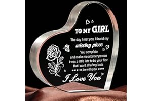ELEQUAINT Christmas Anniversary Romantic Gifts for Her, Heart Shaped Acrylic I Love You Plaque Keepsake - Anniversary, Birthday, Christmas, Xmas Gifts for Her Girlfriend Fiancee GF