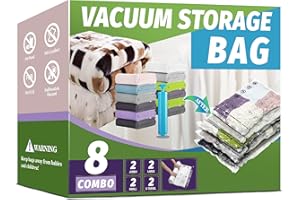 IMENSE Vacuum Storage Bags, Space Saver Bags, Vacuum Sealer Bags for Comforters and Blankets, Compression Storage Bags for Clothes Storage, Hand Pump Included (8 Combo)