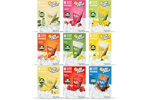 Sun Lolly Wassereis XL 9er Pack | Erdbeere, Himbeere, Cola, Holunderblüte, Exotisch, Weintraube, Zitrone, Mango, Ananas | Zum Selbsteinfrieren | 9 x 8 x 60ml