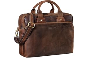 STILORD 'Hector' Du¿y skórzany futera³ biznesowy dla mê¿czyzn Torba na ramiê Vintage z 15,6-calow± komor± na laptopa Skórzana teczka DIN A4 w formacie XL