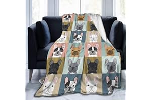 jiele Druckdecke 3D Französische Bulldogge Hund Süße ultraweiche Fleecedecke Flanell Samt Plüsch Decke 150 x 200 cm
