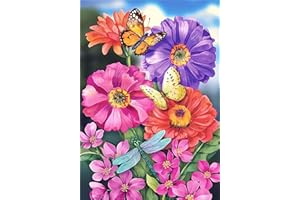 LUNYLOER 5D Diamond Painting, DIY Cross Stitch Stickerei Malerei Kits, 5D Diamant Malerei Kits für Home Décor, Blumen und Schmetterlinge 30x40cm