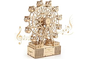 BELEEV 3D Wooden Puzzle Ferris Wheel Music Box, Wind-Up Wooden Model Kit, No Glue Mechanical DIY Mechanical Craft, Nostalgic Home Decor Desk Display Christmas, Creative Gift for Adults and Teens