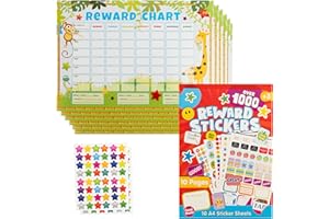 NAVOYS 6 Reward Charts and 100+ Stickers - Reward Charts for Children Behaviour, Potty Training Stickers for Girls and Boys, Customisable, Educational and Rewards Good Behaviour
