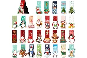 Agoer Lot de 30 marque-pages magnétiques de Noël pour enfants, colorés Bookmark, petits cadeaux de Noël pour enfants, 30 Kits de Marque-Pages de Noël différents pour enfants, étudiants, enseignants