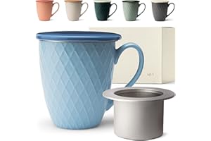 KIVY Duża filiżanka do herbaty z pokrywką i sitkiem [650 ml] duża filiżanka XXL - duża filiżanka do herbaty - filiżanka do herbaty - filiżanka do herbaty - filiżanka do herbaty z pokrywką - filiżanka