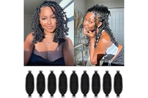 YCaeiou 16 Inch Springy Afro Twist Hair 9 Packs Natural Black Marley Twist Crochet Braiding Hair Pre-Separated Spring Twist Hair for Soft Locs Hair Extensions for Women (16Inch,1B)
