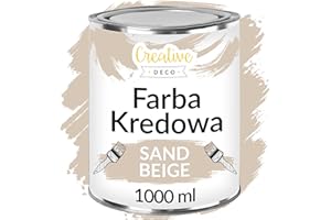 ‎CREATIVE DECO Creative Deco Farba Kredowa Beżowa Piaskowa | 1000 ml | Matowa i Zmywalna | Idealna do Renowacji Mebli, Dekoracji i Decoupage’u | Możliwy Efekt Wytarcia i Gradientu