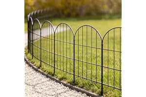 Thealyn Decorative Garden Fence 61cm H x 33cm W (10 Panels, Total Length 3.3m) Metal No Dig Fence Outdoor Border for Flower Bed, Yard, Animal Barrier,Rectangle
