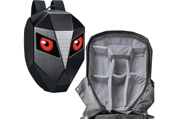 ProFocus Blink Eye Professional Camera Backpack with LED Display Controlled by APP Write Any Text, Logo Pic, Has 200+ BlinkEye Pre Installed GIFS Works with iOS & Android