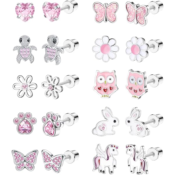 Orecchini A Bottone Argento 925 Per Bambina Con Faccina Di Tigre - Gioielli Monkimau Ipoallergenici, Idea Regalo