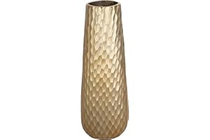 ‎EGLO LIVING EGLO LIVING Metallvase Nilgaut, Elegante Deko Vase, gehämmerte Dekovase für Wohnzimmer, Blumenvase aus Metall in Messing Gebürstet, Tischdeko 40,5 cm