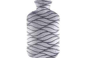 samply 2L Hot Water Bottle with Soft Cover - Hot Water Bag for Cosy Nights, Pain Relief, Back, Neck and Shoulders,Grey