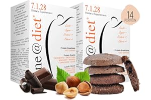 LINE@DIET Biscotti proteici Lineadiet - 14 monoporzioni di biscotti gusto cacao e nocciole - 28% proteine, ridotto contenuto di carboidrati e zuccheri (70 biscotti totali)