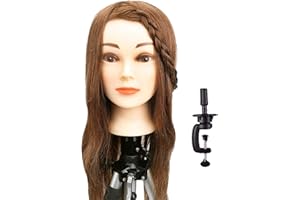 BEYOND YOUR THOUGHTS 18"-26"Brown 100% Human Hair Training Head Mannequin Manikin Training Practice Head 8# 24"
