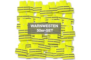 4business 50 Stück Qualitäts Kfz Warnweste gelb EN ISO 20471 Klasse 2 für Erwachsene Unisize TÜV-geprüft waschbar