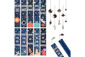 Book Marks Kid - Vaktop 10PCS Space Theme Bookmark with Metal Charms, Rectangle Shape Kids Bookmarks - for Boys and Girls, Party Favors School Classroom Reading Presents