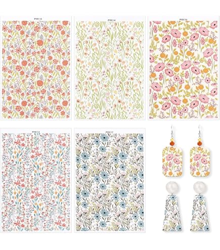 OLYCRAFT Transferpapier Für Polymer Clay - 24 Blätter Mit Blumenmotiven