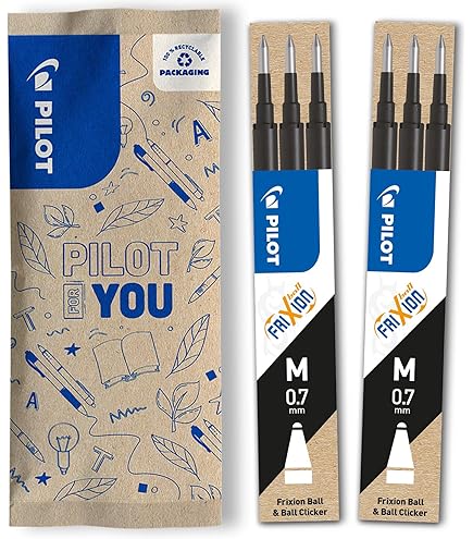 Pilot Vullingen voor Frixion Uitwisbare Rollerball 0,7 mm (Pack van 3) - Blue Retail Pack