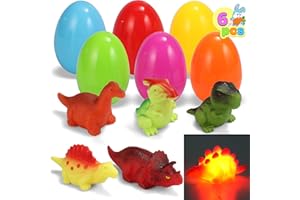 JOYIN 6 Pcs Prefilled Easter Eggs with Light-up Floating Bath Toys (Dinosaur2)