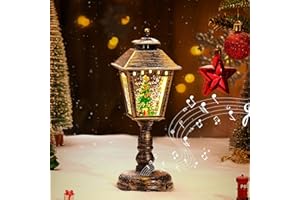 Auniq Lanterna di Natale a Globo di Neve con Musica, retrò Globo di Neve Natalizio Ornamenti LED Babbo Natale Fiocco di Neve Lampada di Natale Decorazioni Natalizie, Luce Notturna di Natale Regalo