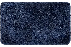 MIULEE Tapis Salle de Bain Tapis d'Entrée Tapis de Douche Antidérapant Tabis Absorbant Tapis Moelleux Microfibre WC Toilette Baignoire Sortie Cuisine Salon Chambre Bleu Foncé 40x60CM