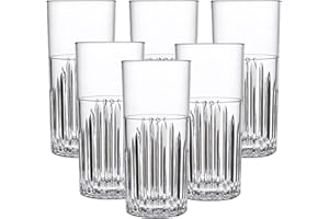 BRYNA BY AMZ BETTER BRYNA - Set 6 Piezas Vasos Milano Hi-Ball 42 Cl en Policarbonato (Plástico Rígido), 100% Diseño Italiano, Vasos Irrompibles, Copas Vino Reutilizables y Lavables en Lavavajillas, Transparente