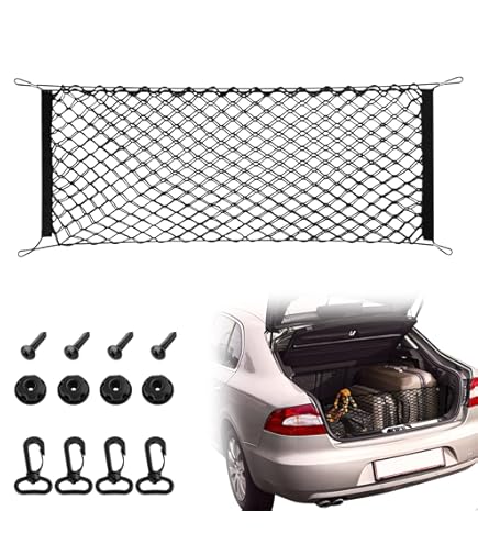 Rete Da Carico Per Bagagliaio Auto - Elastica, Organizer Universale, Con Ganci E Viti, 116x40 Cm, Per SUV E Auto - 4