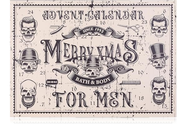 Accentra-Calendrier de l'Avent Cosmétique pour hommes avec 24 produits de soin Beauté pour hommes -Calendrier de Noël Soins avec lotion corporelle après-rasage,savon,gel douche,soins de la barbe, etc.