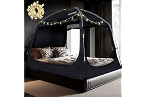 RIYDH Bed Tent Bed Canopy Breathable 100% for Adult and Kids Light Reduction Sleeping Dream Tents Indoor Portable Big Space with String Light 3 Doors Twin Full Queen King Size