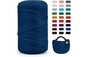 Uiopa Fil Crochet, 400g/120m Fil Polyester en Tissu Chunky Tshirt Yarn, Laine T-Shirt Crochet Trapilho pour Sacs/Paniers/Tapis, Décoration d'Intérieur, Bricolage, Artisanat