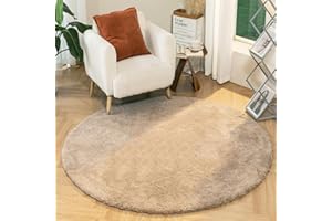 Latepis Tappeto Beige Rotondo 150 cm Morbido Peloso Pelo Medio-corto Tappeti Salotto Moderno Cameretta Camera da Letto Lavabile