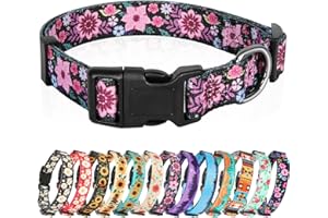 HEELE Dog Collar Small Dog Collar Multi-Colour Patterned Soft Comfy Dog Pet Collars Easy Adjustable Collar for Small Dogs Indoor Outdoor Activities, Galsang Black, S